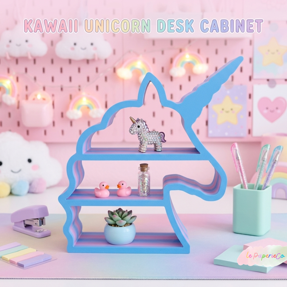 Kawaii Unicorn Decorative Desk Shelf