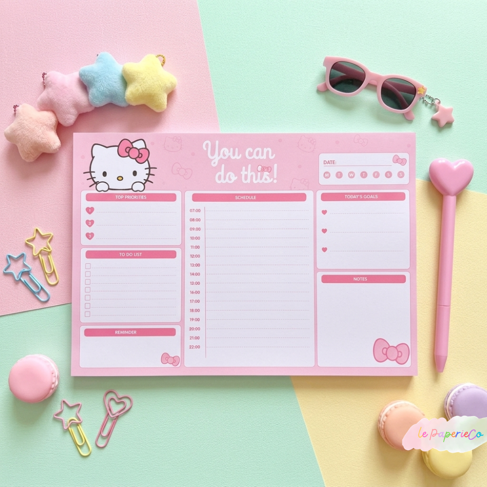 Hello Kitty "You Can Do This!" Daily Planner Pad – Kawaii Desk Organization | 50 pages