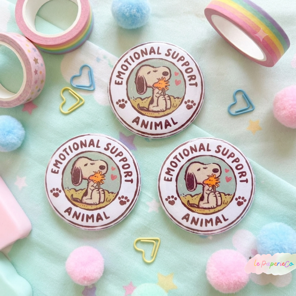 Kawaii Snoopy "Emotional Support Animal" Button