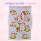Kawaii Sloth Sticker Sheet | Pastel Sloth Decals, Laptop Decor (4x6 Inch)