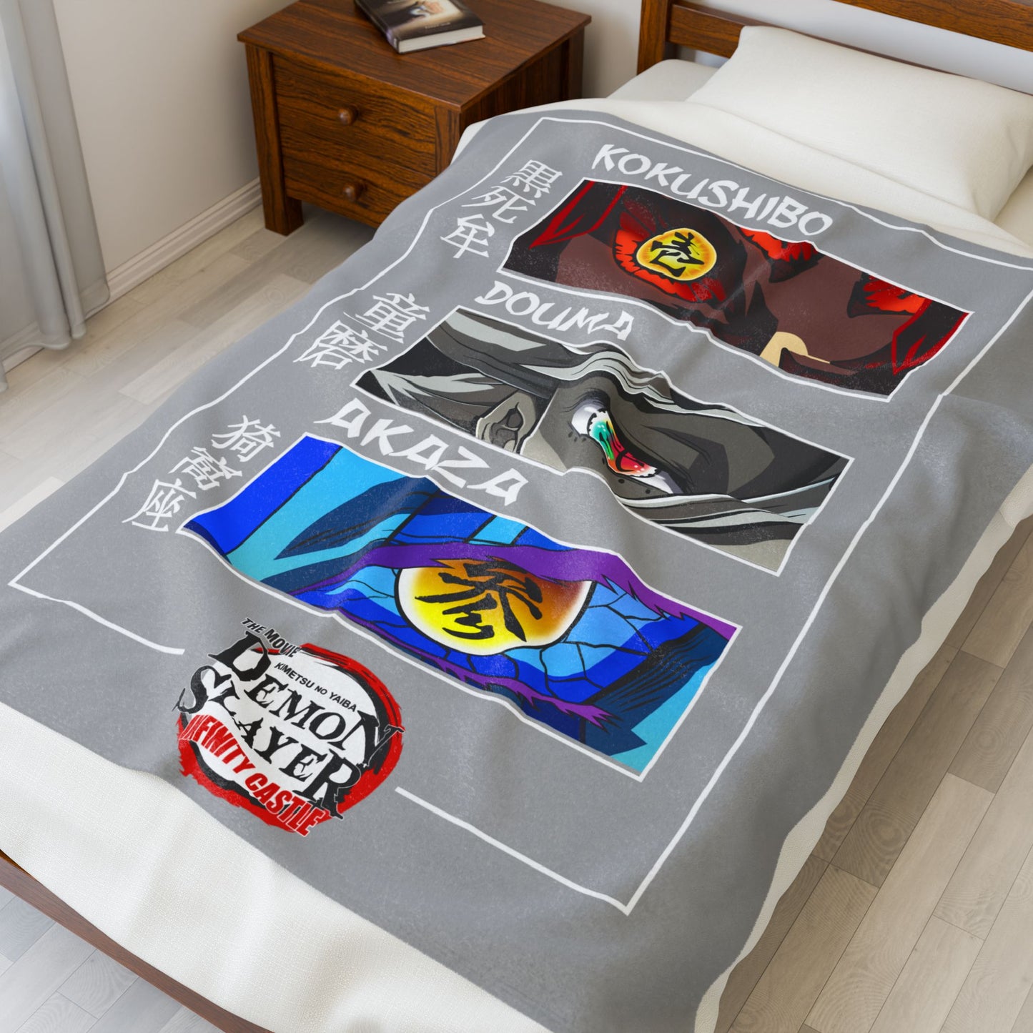 Demon Slayer Hashira Eyes Velveteen Plush Blanket | Anime Eye Panels