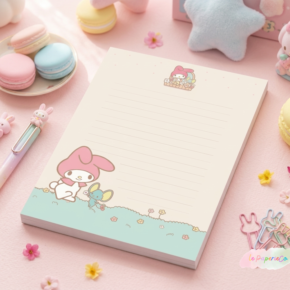 Kawaii Vintage My Melody Notepad | Half Letter Size, 50 pages