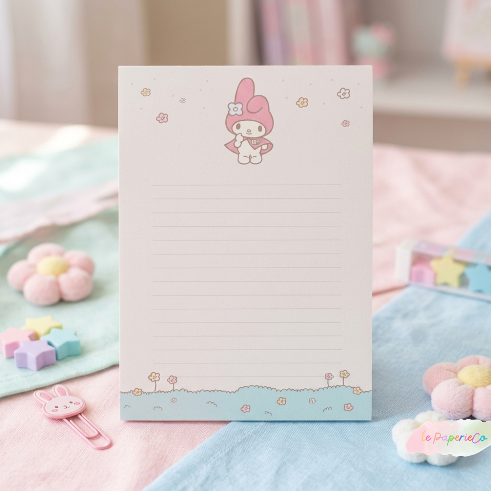 Kawaii Vintage My Melody Notepad | Half Letter Size, 50 pages