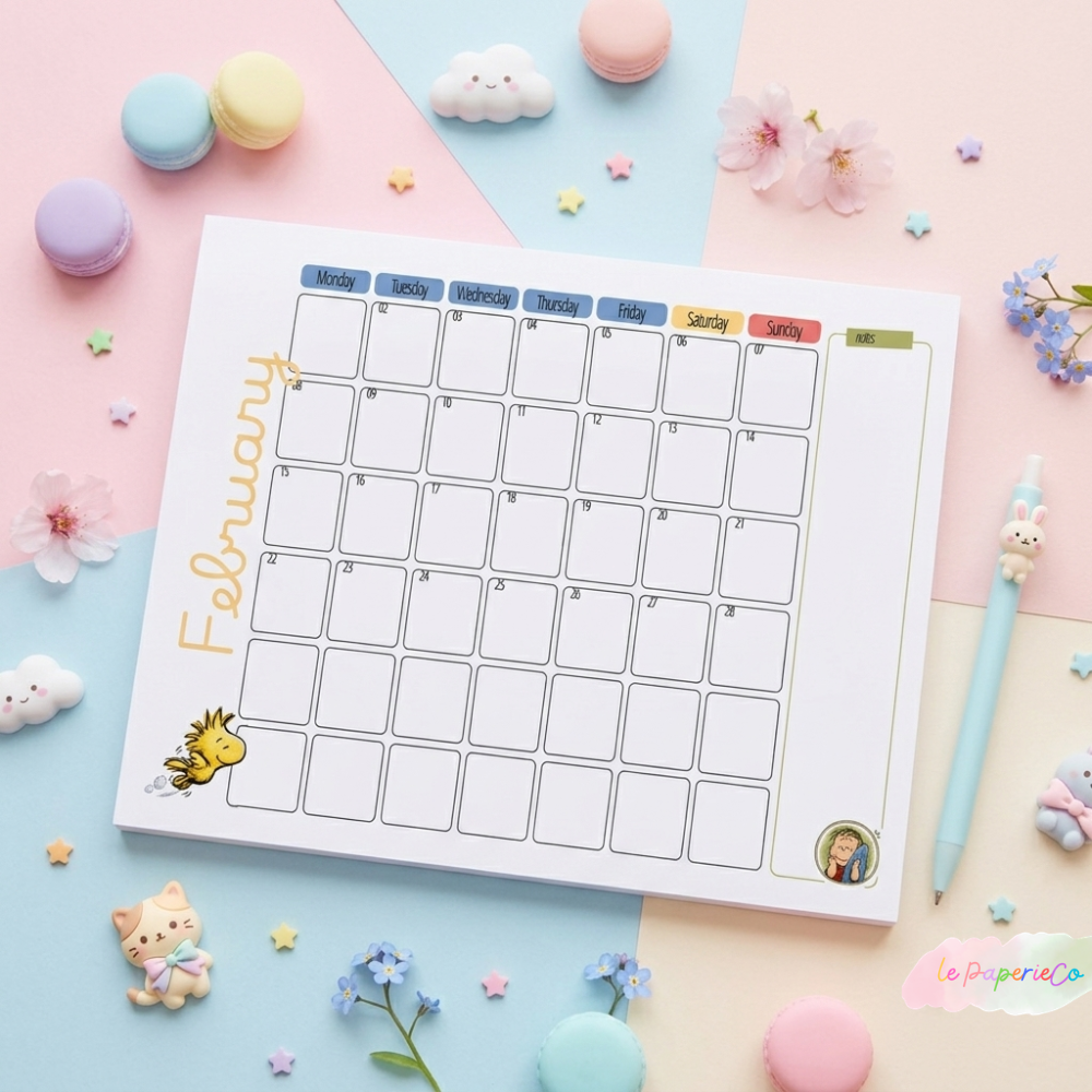 Kawaii Peanuts 2027 Calendar Pad