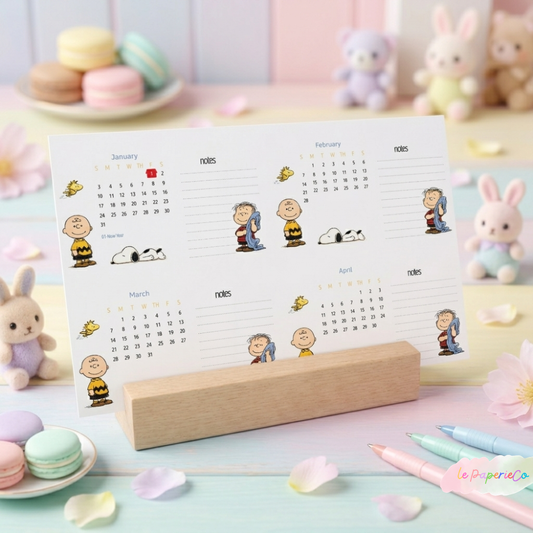 Kawaii Snoopy 2027 Desk Calendar Pad with Wooden Stand