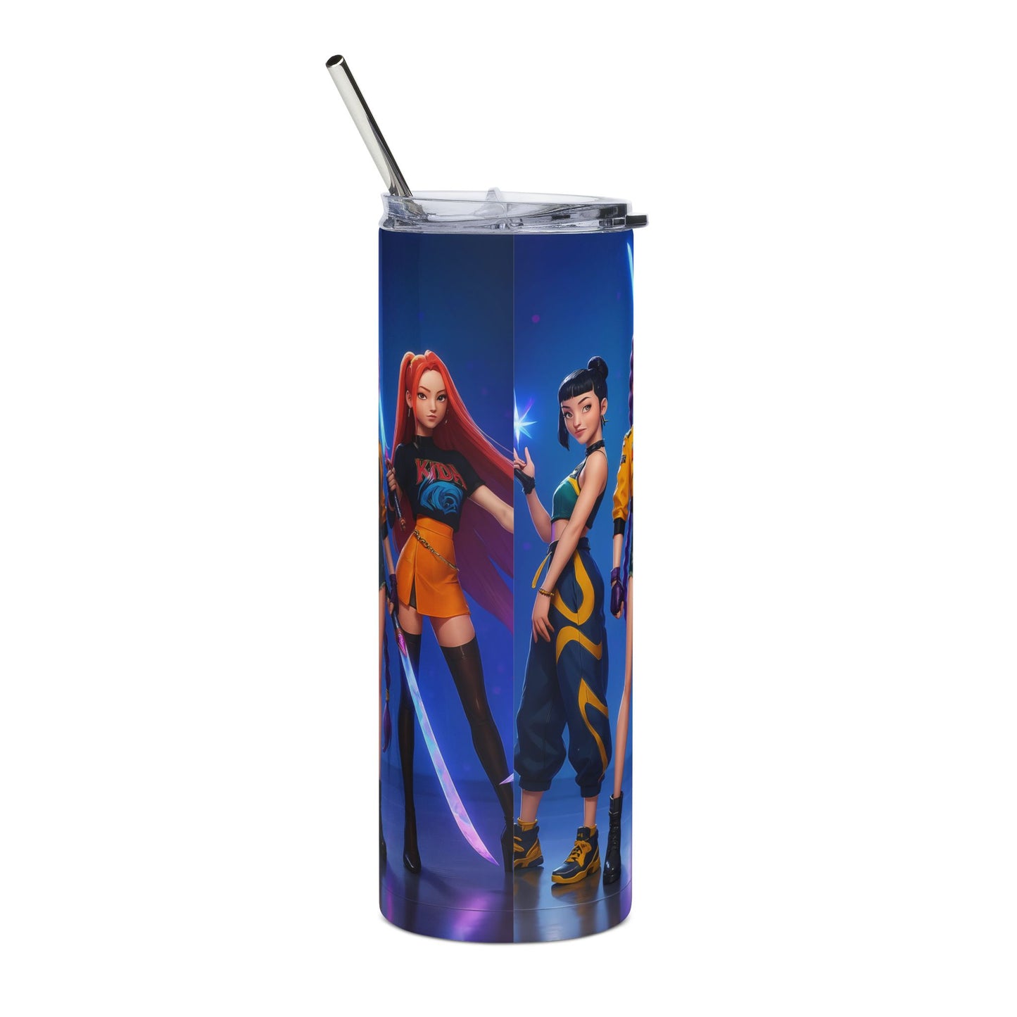 Neon Cyber Girls Stainless Steel Tumbler | 20oz Skinny Travel Cup