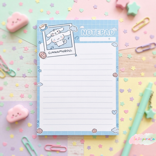 Kawaii Cinnamoroll Notepad | Half Letter Notepad, 50 pages