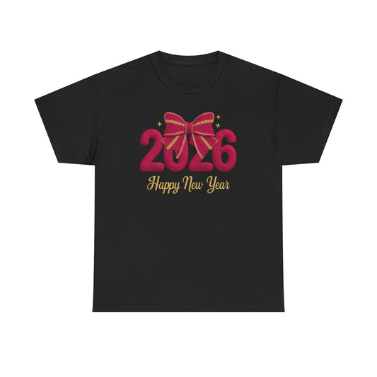 2026 Happy New Year Tee — Festive Ribbon New Year’s Day T-Shirt
