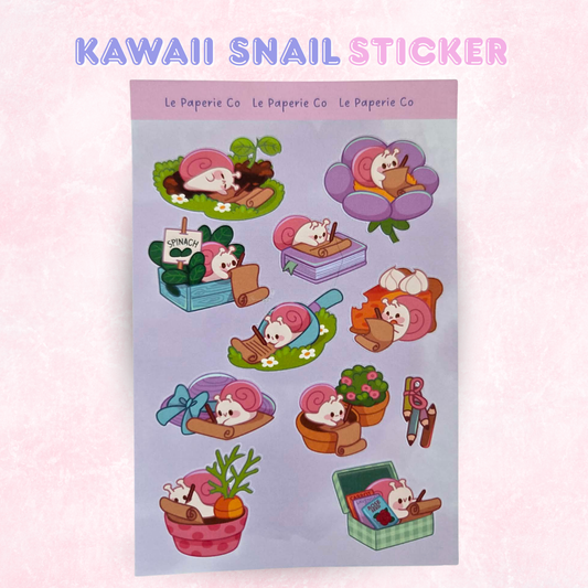 Kawaii Snail Sticker Sheet | Adorable Planner, Laptop Decals