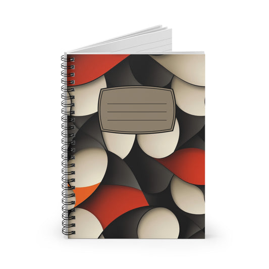 Abstract Retro Scales Spiral Notebook | Ruled Journal, Red Black Beige