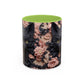 Black Cat & Pink Roses Accent Coffee Mug  11/15oz Floral Cat Art