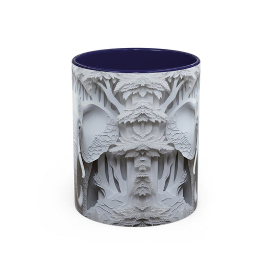 Elephant Relief Accent Coffee Mug  Grey Carved Jungle Design (11/15oz)