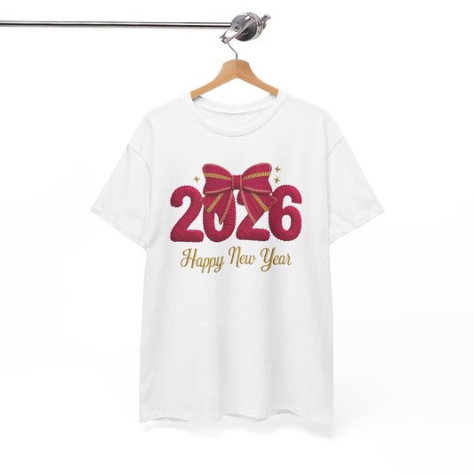 2026 Happy New Year Tee — Festive Ribbon New Year’s Day T-Shirt