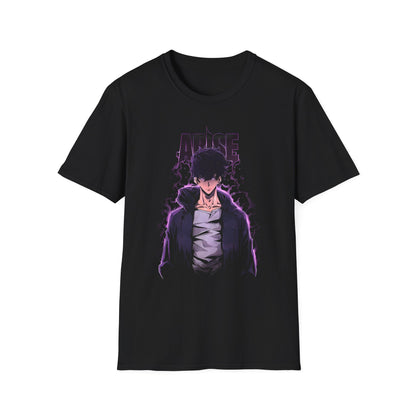 Arise Dark Anime Boy T-Shirt | Purple Lightning Graphic Tee