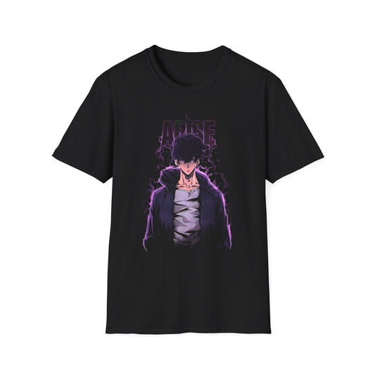 Arise Dark Anime Boy T-Shirt | Purple Lightning Graphic Tee