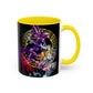 Yu-Gi-Oh! Dark Magician & Dark Magician Girl Accent Coffee Mug | Anime Duelist Galaxy Design (11/15oz)