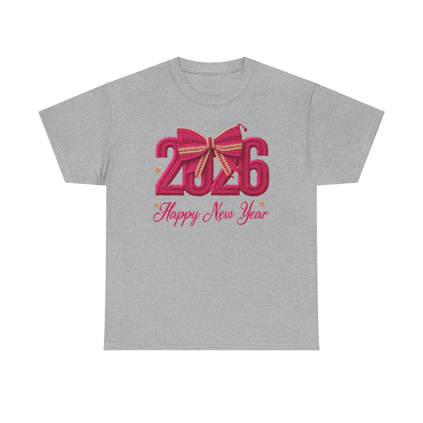 2026 Happy New Year Tee – Festive Pink Bow Celebration T-Shirt
