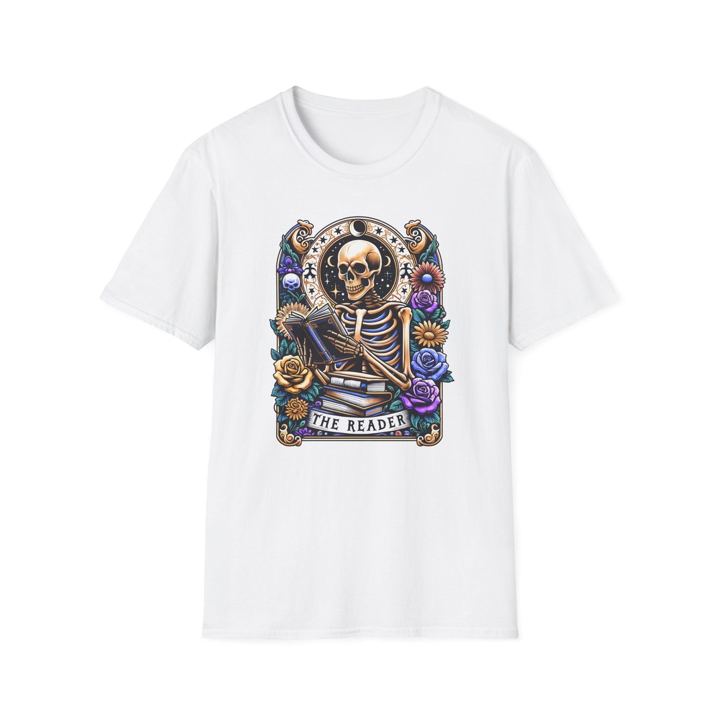 The Reader Skeleton T-Shirt — Gothic Skull Book Lover Graphic Tee
