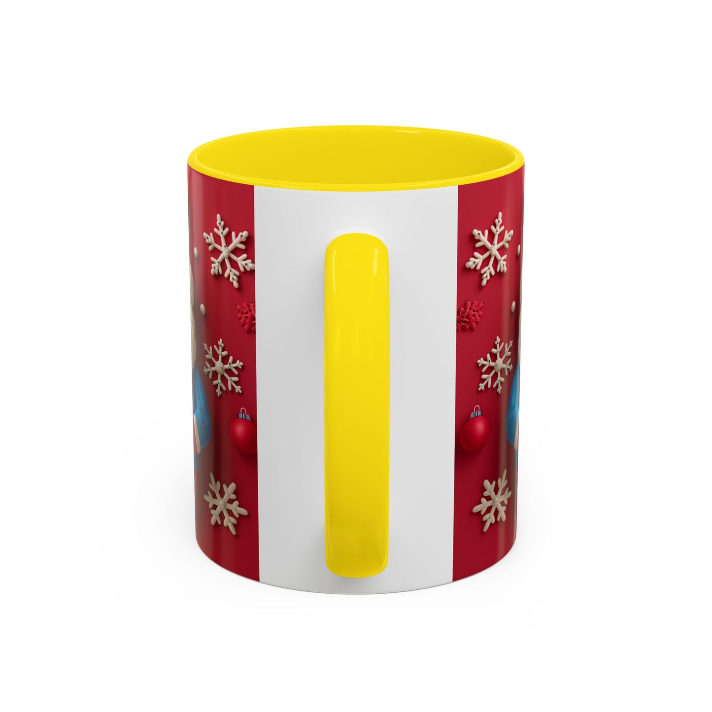 Clay Santa Pattern Mug | Christmas Snowflake Accent Coffee Mug