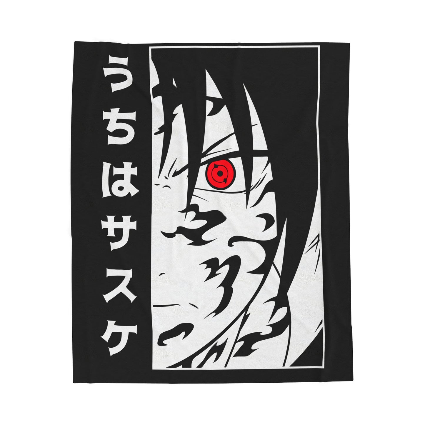 Uchiha Sasuke Sharingan Face Velveteen Plush Blanket | Anime Ninja Panel