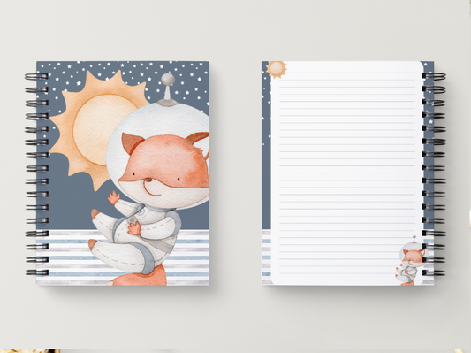 Cartoon Astronaut Fox Notebook