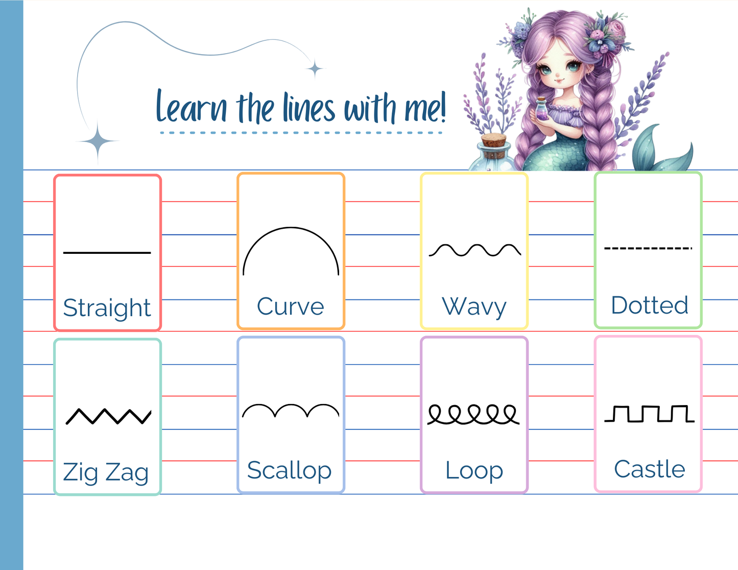 Line Tracing Pad - Mermaid Theme | Digital Download
