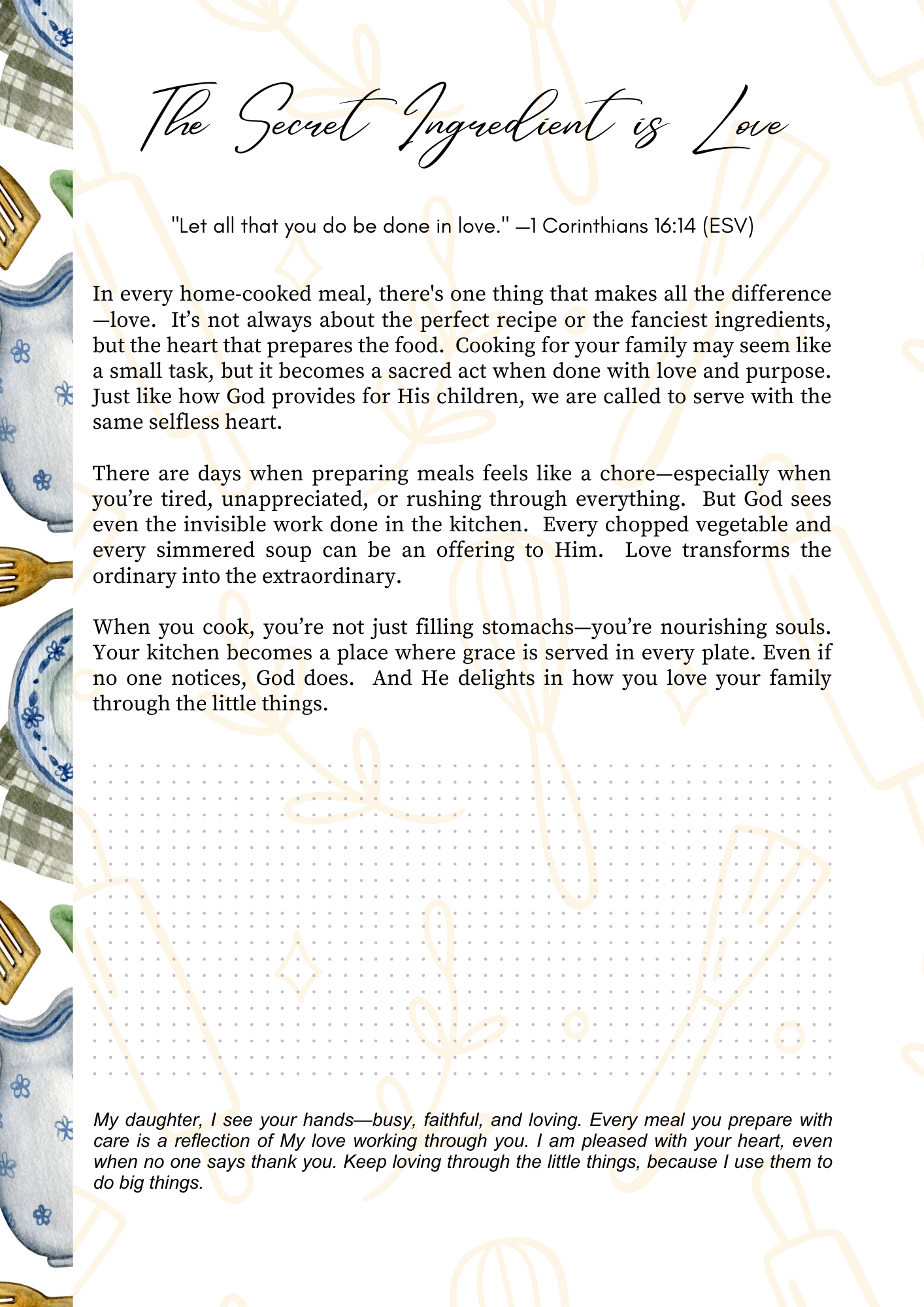 Lessons in the Kitchen | Devotional Journal