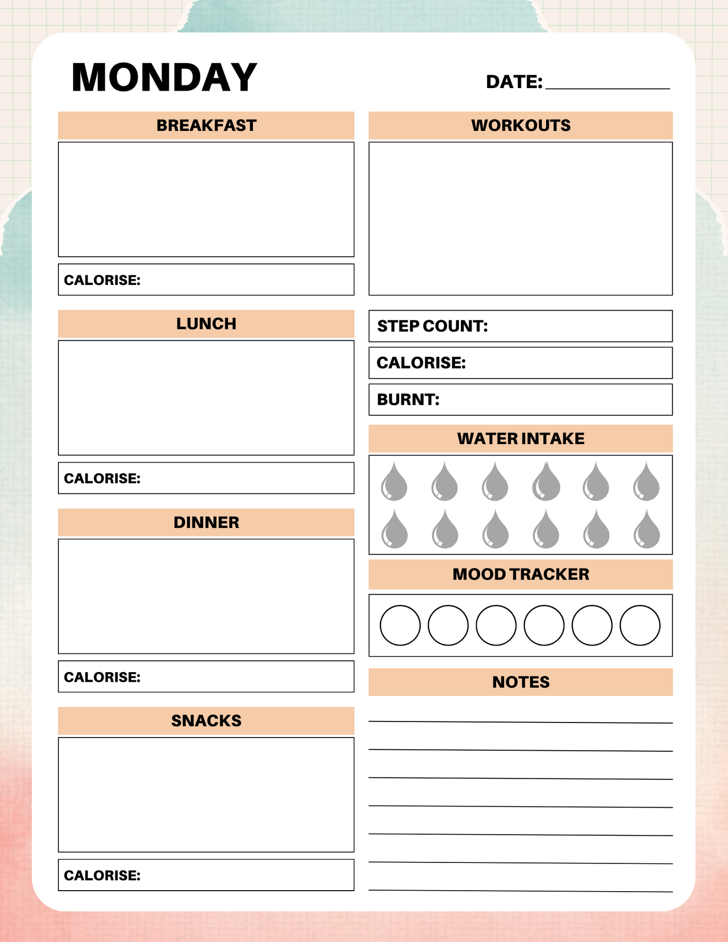7 DAY FOOD Diary | Digital Download