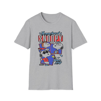 Snoopy Graphic T-Shirt — "The Many Faces of Snoopy" Retro Cartoon Tee