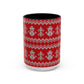 Snowman Knit Pattern Accent Mug | Christmas Holiday Coffee Cup