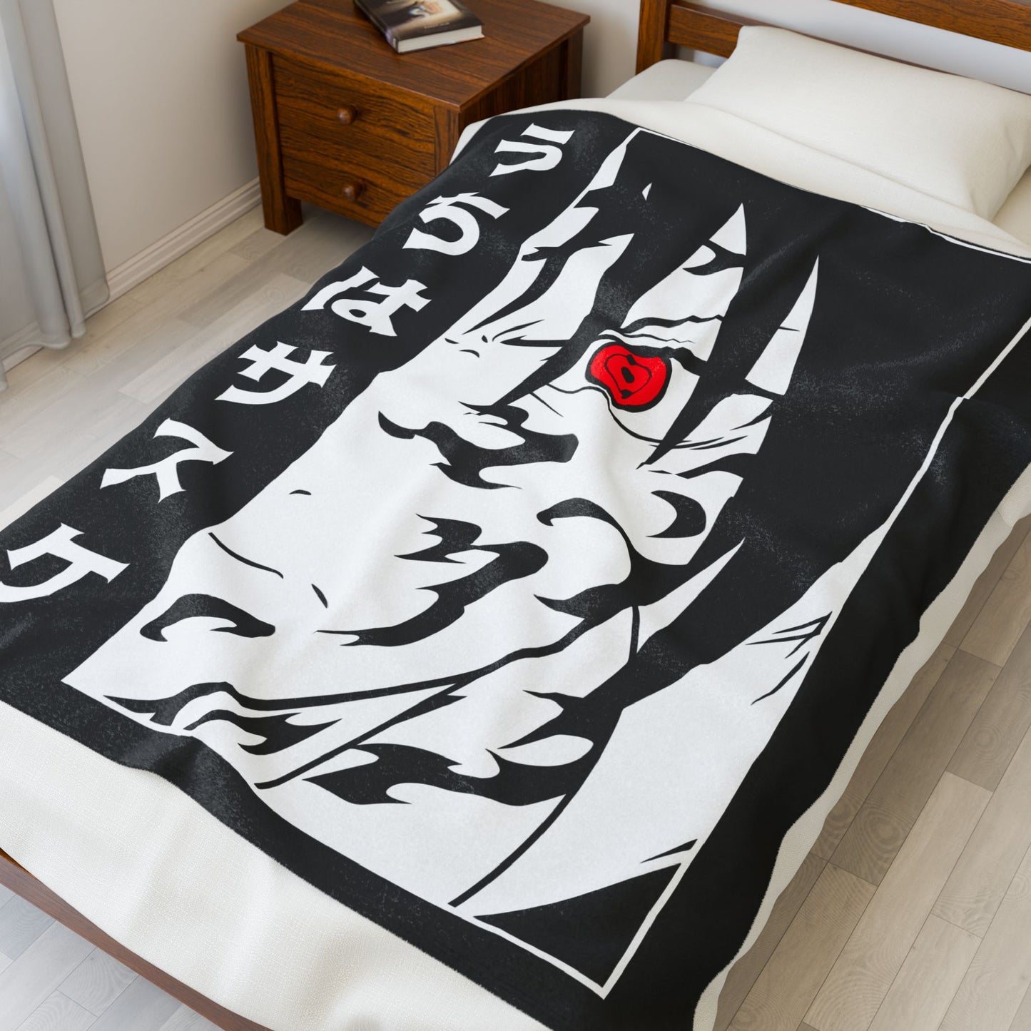 Uchiha Sasuke Sharingan Face Velveteen Plush Blanket | Anime Ninja Panel