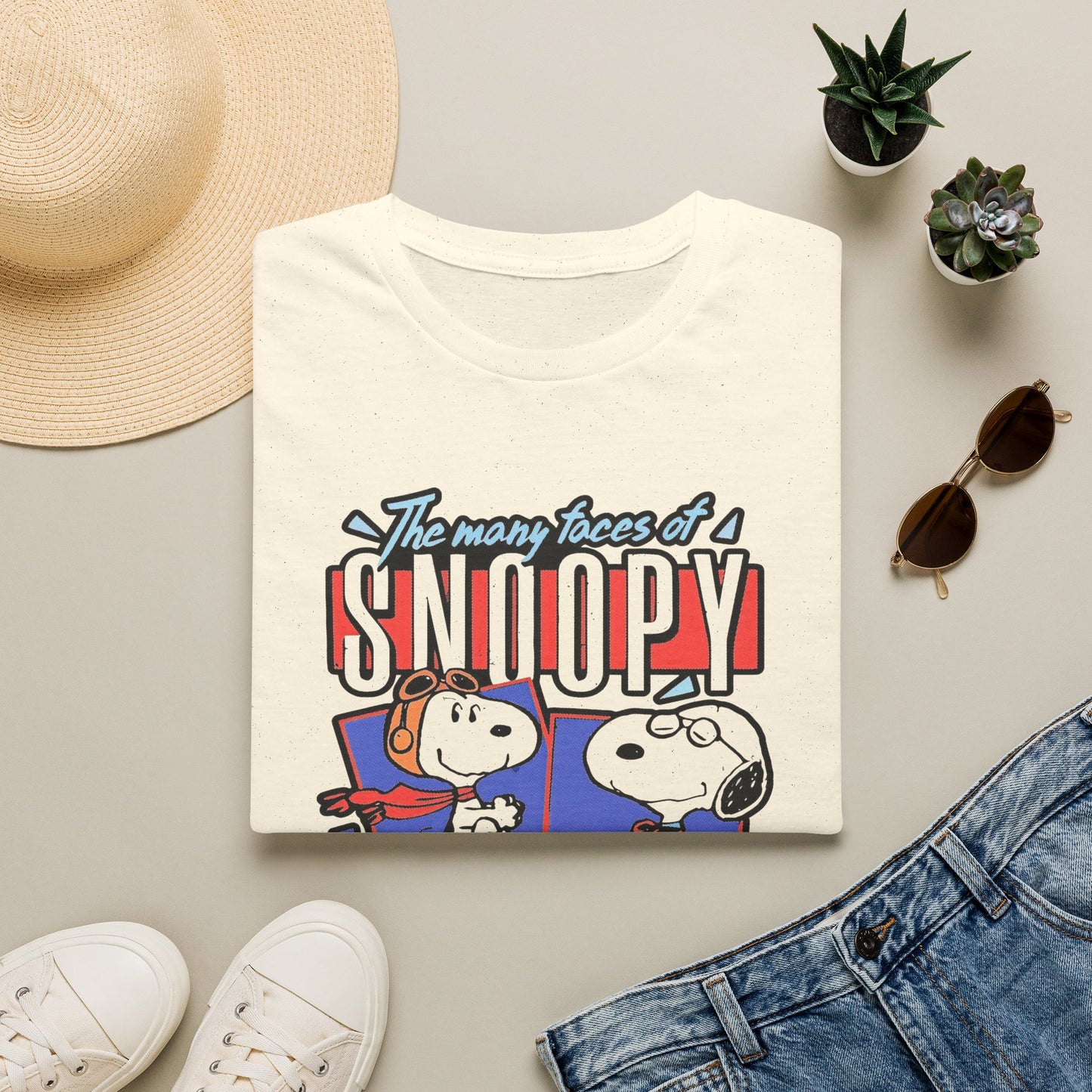Snoopy Graphic T-Shirt — "The Many Faces of Snoopy" Retro Cartoon Tee