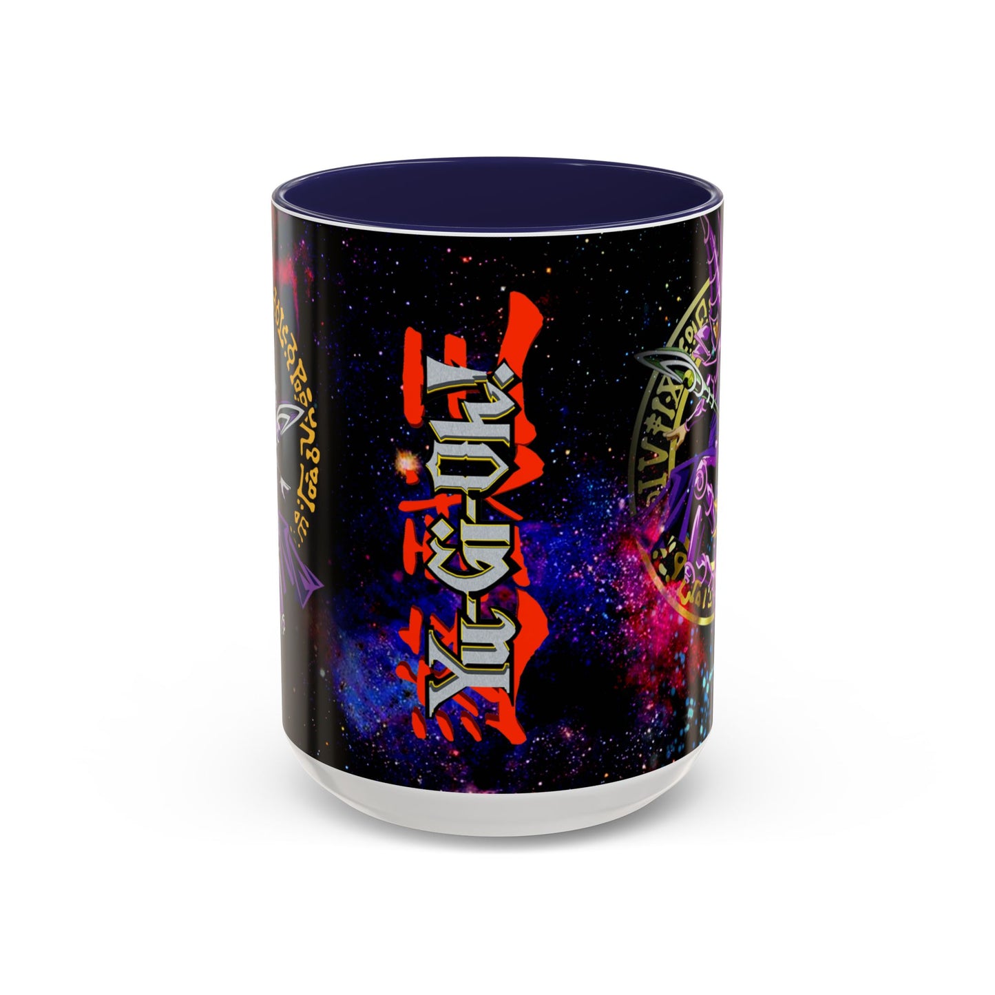 Yu-Gi-Oh! Dark Magician & Dark Magician Girl Accent Coffee Mug | Anime Duelist Galaxy Design (11/15oz)