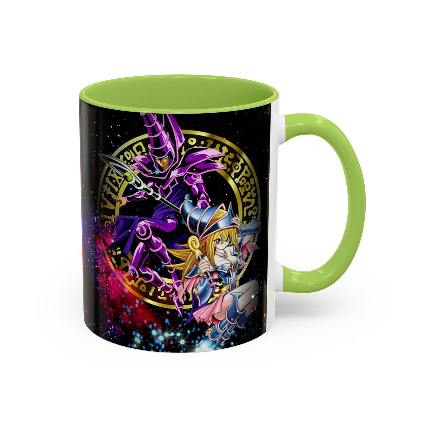 Yu-Gi-Oh! Dark Magician & Dark Magician Girl Accent Coffee Mug | Anime Duelist Galaxy Design (11/15oz)