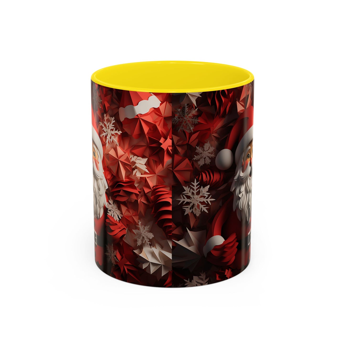 Santa Claus Mug | Christmas Santa Coffee Mug, Red Snowflake Holiday Ceramic