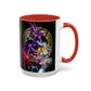 Yu-Gi-Oh! Dark Magician & Dark Magician Girl Accent Coffee Mug | Anime Duelist Galaxy Design (11/15oz)