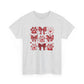 Red Paw Prints and Bows Tee | Cute Cat Dog Paw Heart Pattern