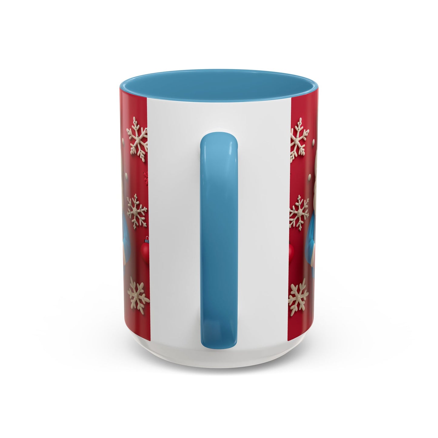 Clay Santa Pattern Mug | Christmas Snowflake Accent Coffee Mug