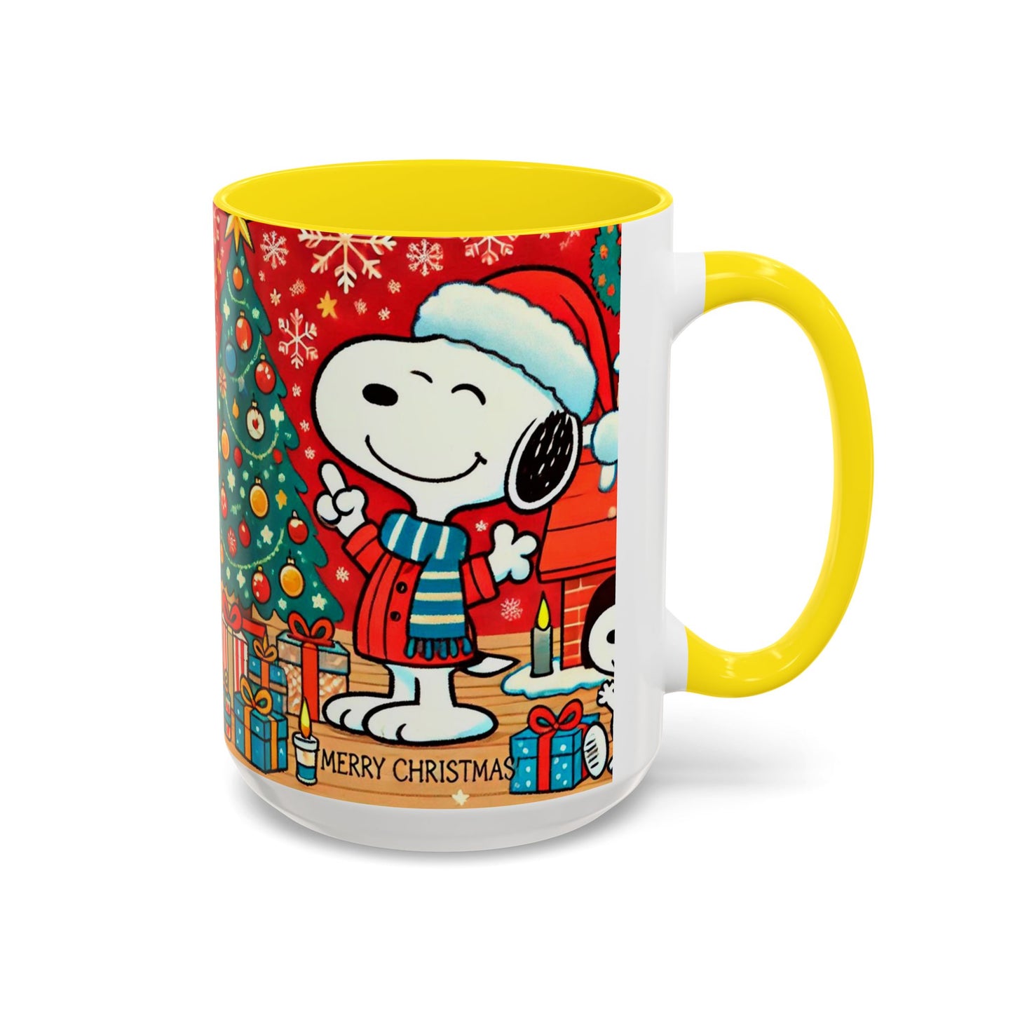 Yellow Santa Holiday Mug | Christmas Accent Coffee Mug (11,15oz)
