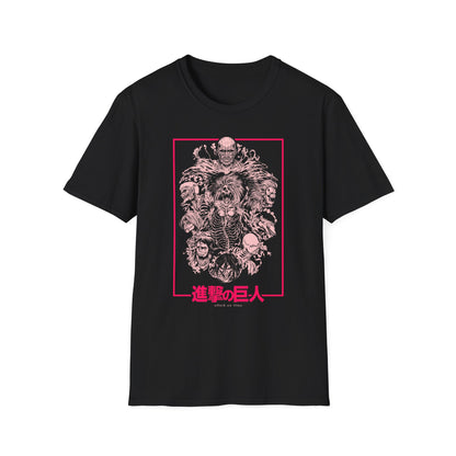 Anime Pink Attack on Titan Collage Graphic Tee