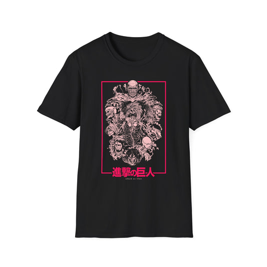 Anime Pink Attack on Titan Collage Graphic Tee