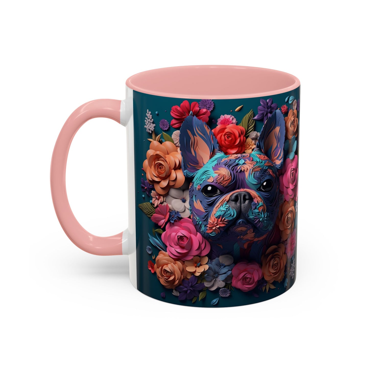 Floral French Bulldog Accent Coffee Mug  Colorful Dog Art 11/15oz