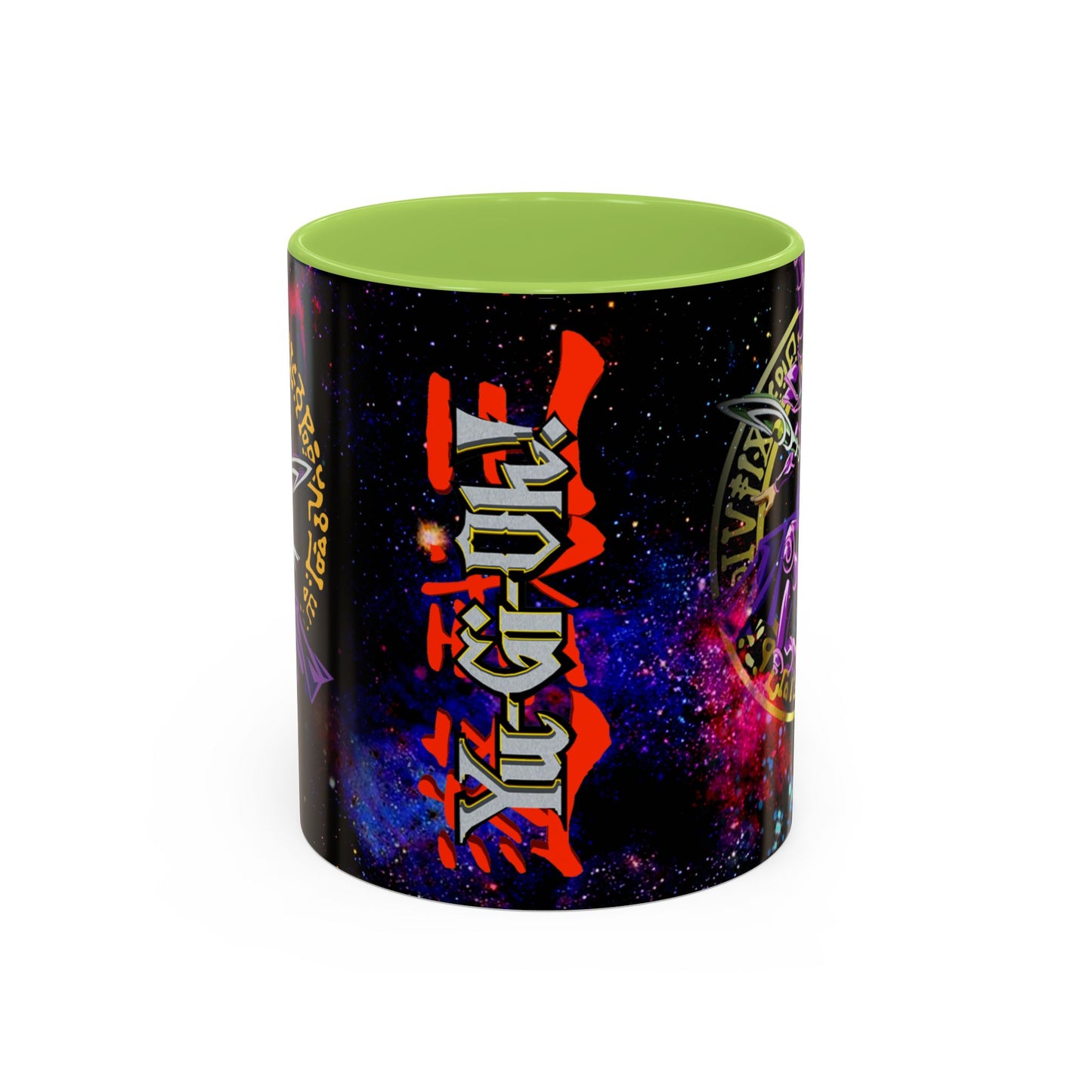 Yu-Gi-Oh! Dark Magician & Dark Magician Girl Accent Coffee Mug | Anime Duelist Galaxy Design (11/15oz)