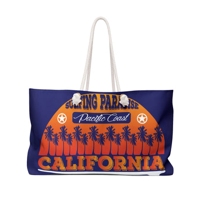 California Surfing Paradise Weekender Bag – Pacific Coast Palm Tree Travel Tote