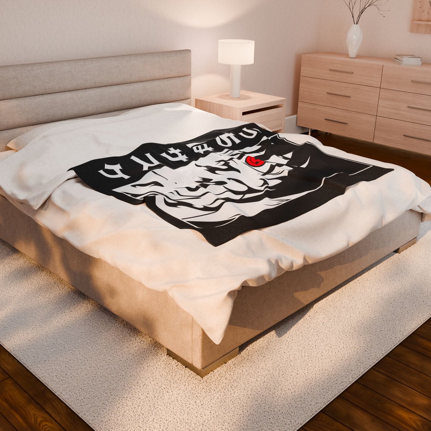 Uchiha Sasuke Sharingan Face Velveteen Plush Blanket | Anime Ninja Panel