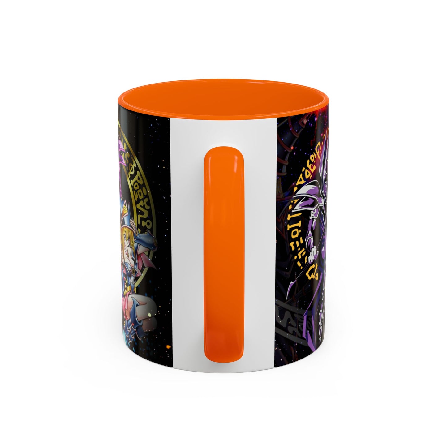 Yu-Gi-Oh! Dark Magician & Dark Magician Girl Accent Coffee Mug | Anime Duelist Galaxy Design (11/15oz)