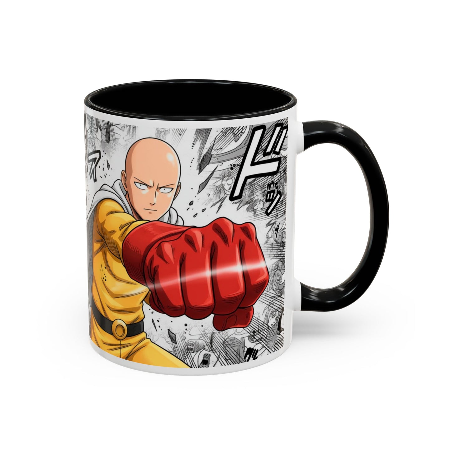 Anime Fist Coffee Mug  Dynamic Manga Collage Accent Mug (11/15 oz)