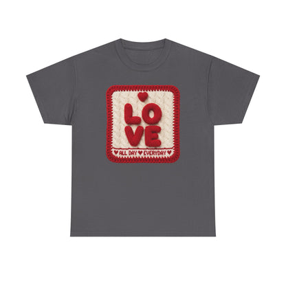 Love Patch T-Shirt — 'Love All Day Everyday' Retro Heart Graphic Tee