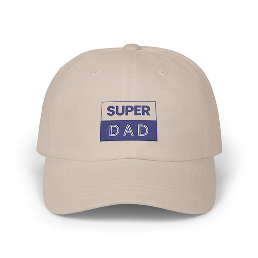 Super Dad embroidered logo Classic Dad Cap | White baseball hat