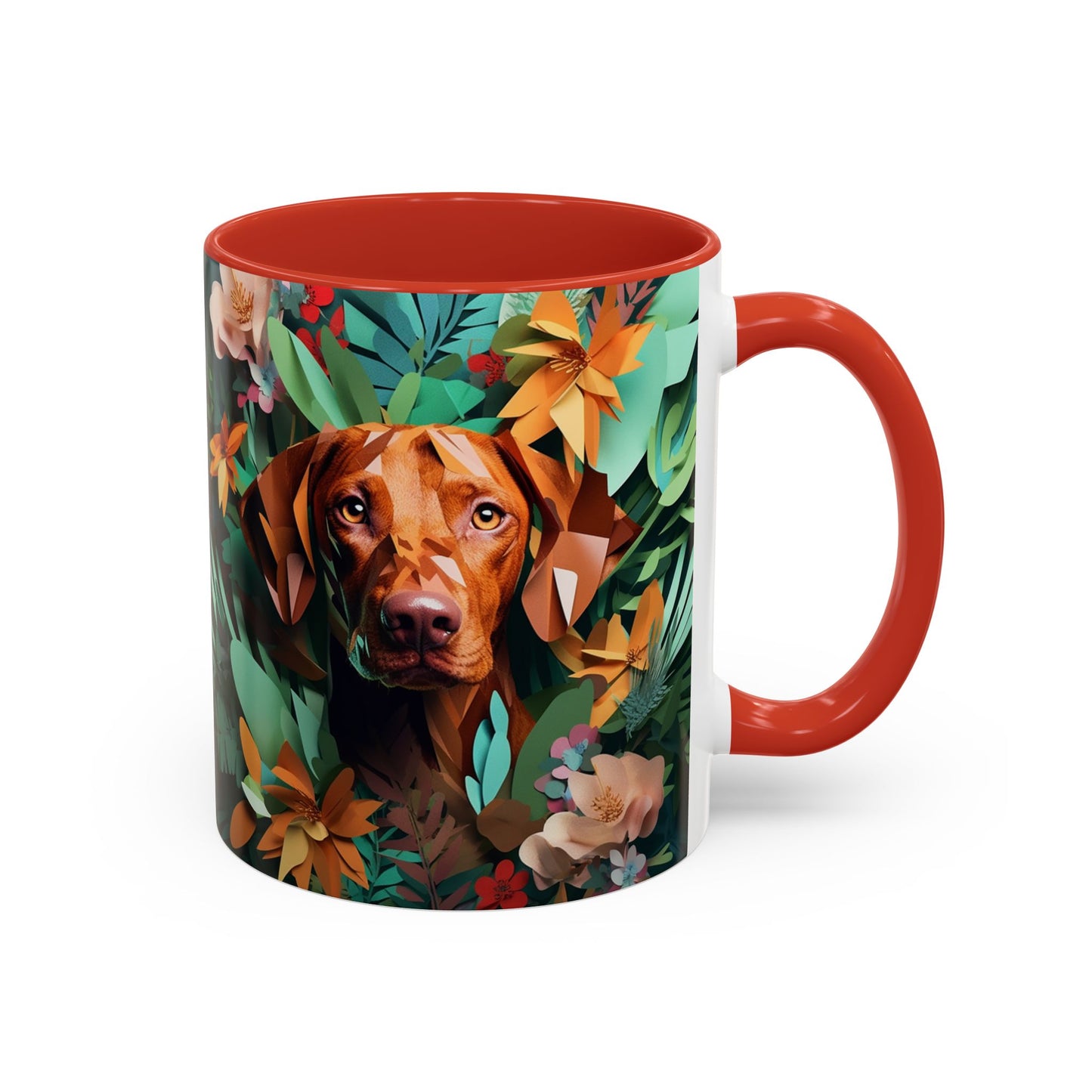 Vizsla Floral Accent Coffee Mug — Dog Portrait Botanical 11/15oz